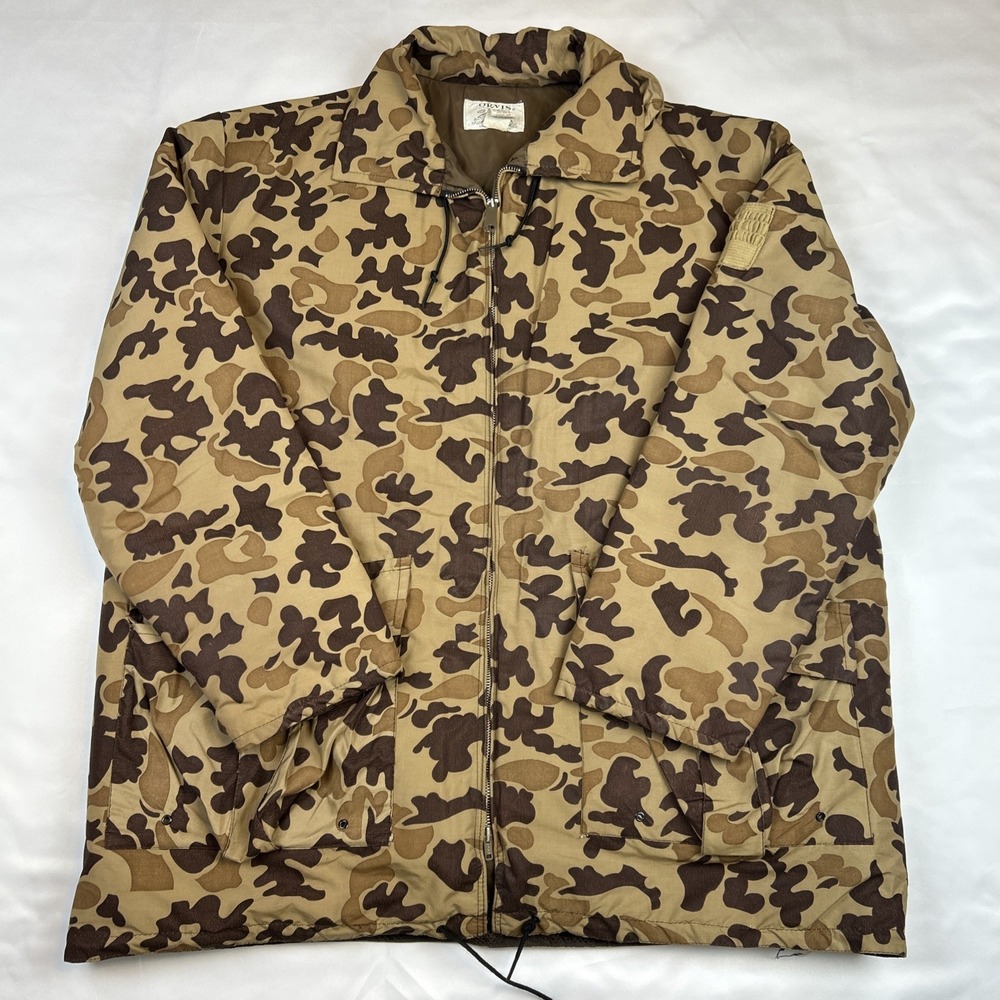 VTG 70s Orvis Parka Sz XL 1100 Flotation Padded Waterfowl Coat Duck Camo Hunting